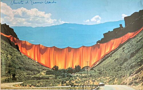 The Valley Curtain, Rifle, Colorado (Hand Signed by Christo and Jeanne-Claude) by Christo and Jeanne-Claude, Print for Sale on Singulart