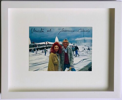 Art Card: Christo and Jeanne-Claude on the Reichstag Roof (Hand Signed by Christo and Jeanne-Claude) by Christo and Jeanne-Claude, Print for Sale on Singulart