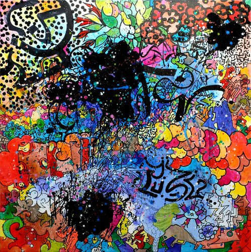 Abstract graffiti in blue by Thierry Virton, Painting for Sale on Singulart