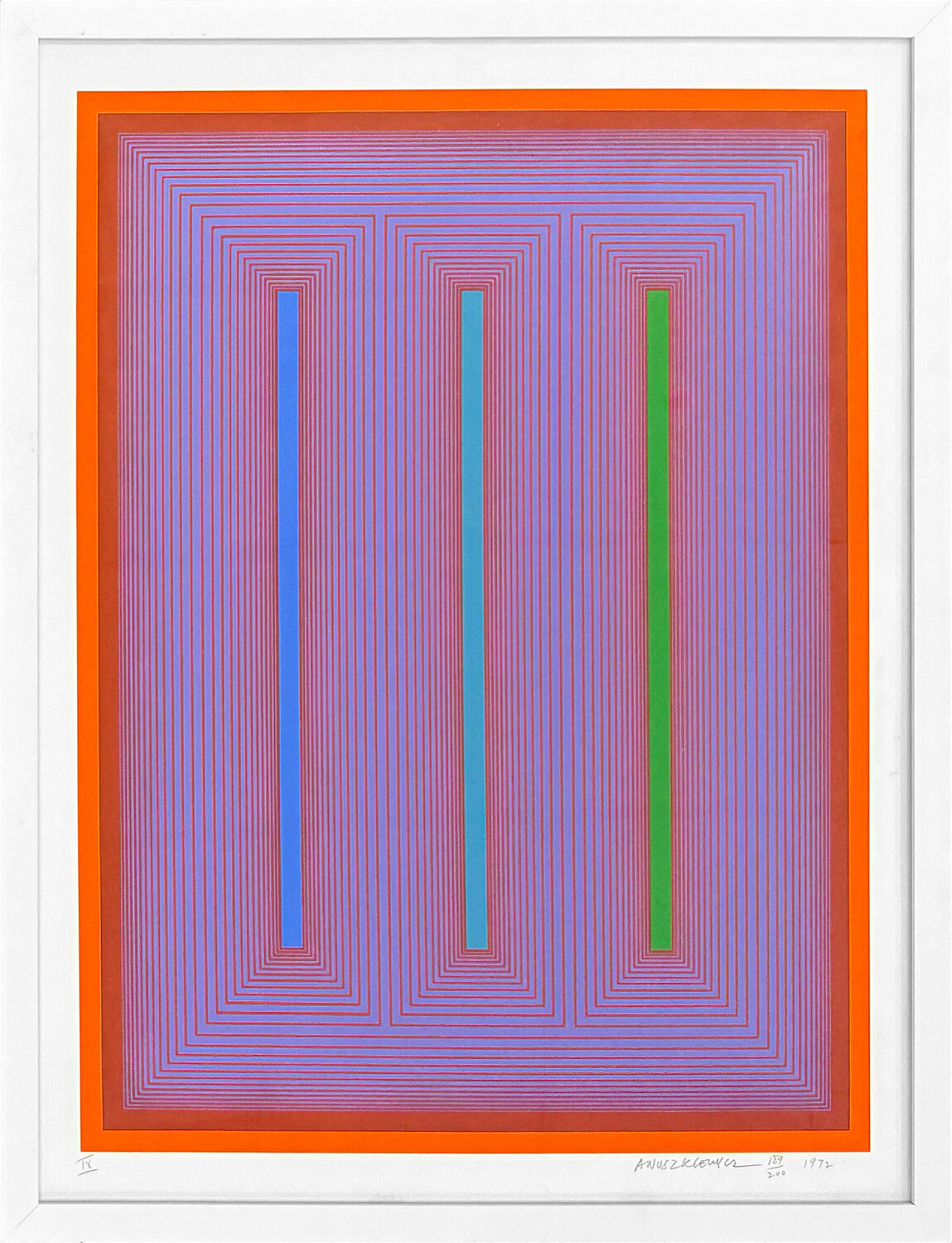 Sequential IX, Hand Signed Screen Print, Edition 189/200, Framed Richard Anuszkiewicz Druck zu verkaufen