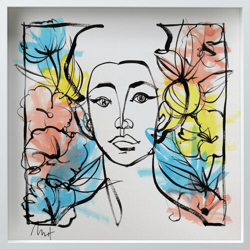 Untitled Portrait Drawing No. 3 (Framed) van Mario Henrique, Schilderij te koop op Singulart