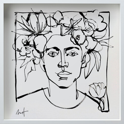Untitled Portrait Drawing No. 5 (Framed) di Mario Henrique, Pittura in vendita su Singulart
