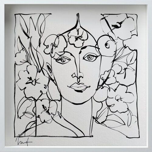 Untitled Portrait Drawing No. 6 (Framed) di Mario Henrique, Pittura in vendita su Singulart