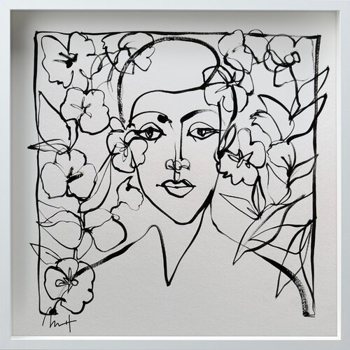 Untitled Portrait Drawing No. 8 (Framed) by Mario Henrique, Painting for Sale on Singulart