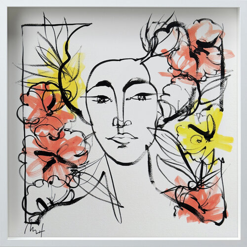 Untitled Portrait Drawing No. 11 (Framed) di Mario Henrique, Pittura in vendita su Singulart