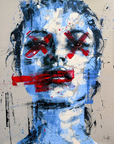 Blue Red Kate, Icon Series di Mario Henrique, Pittura in vendita su Singulart