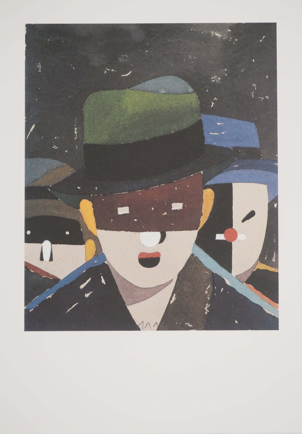 Brelan, les trois hommes au chapeau, Héliogravure Eduardo Arroyo Impresión en venta