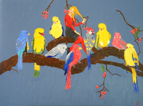 Comme un oiseau sur la branche by Victoria Stagni, Painting for Sale on Singulart