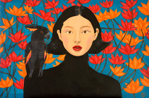 The black parrot van Victoria Stagni, Schilderij te koop op Singulart