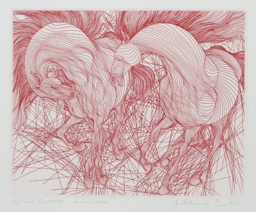 Encounter (Red) van Guillaume Azoulay, Afdruk te koop op Singulart