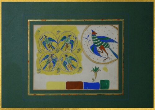 Design for a Bluebird Screen in La Belle au Bois Domant Léon Bakst