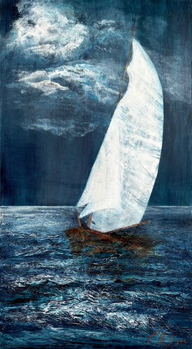 Sailing In The Moonlight di Renée De Gagné, Pittura in vendita su Singulart