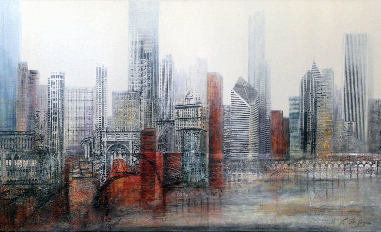Urban Veils - 36 (Chicago) Renée De Gagné Originalgemälde zu verkaufen