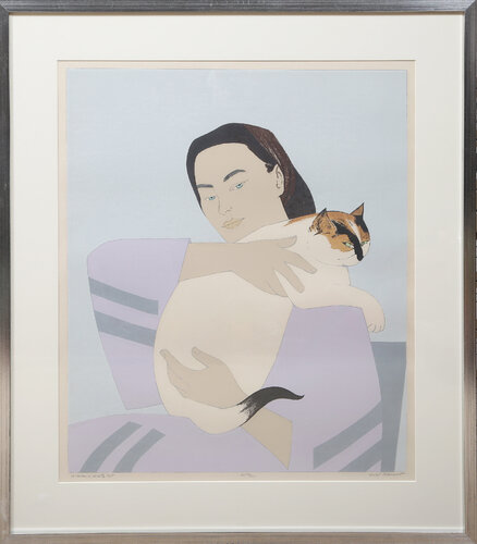 Woman and White Cat by Will Barnet, 인쇄 for Sale on Singulart