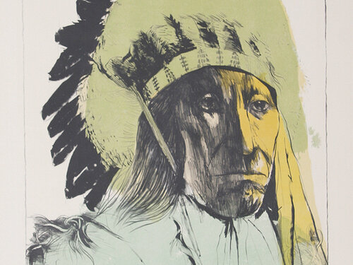 Chief American Horse - Oglalla Sioux di Leonard Baskin, Stampa in vendita su Singulart
