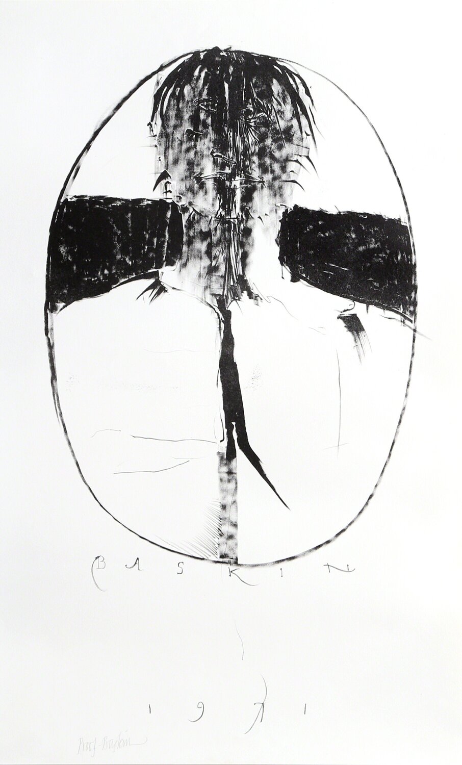 Self Portrait Leonard Baskin Stampa in vendita