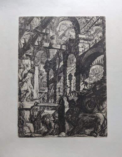 Le Carceri d'Invenzione, plate V: The Lion Bas-Reliefs by Giovanni Battista Piranesi, Print for Sale on Singulart