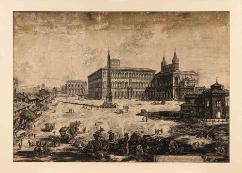 View of the square of the Basilica of S. Giovanni in Laterano di Giovanni Battista Piranesi, Stampa in vendita su Singulart