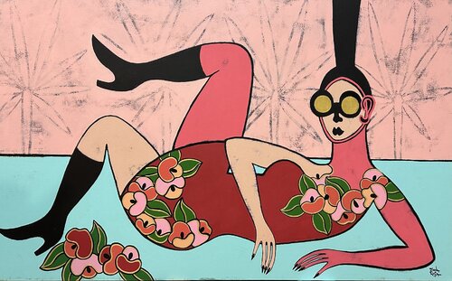 Reclining in the jungle von Diana Rosa, Malerei kaufen auf Singulart