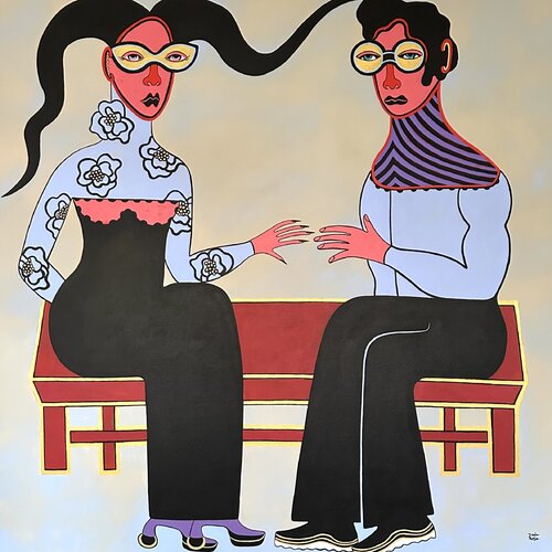 Love bench by Diana Rosa, 회화 for Sale on Singulart