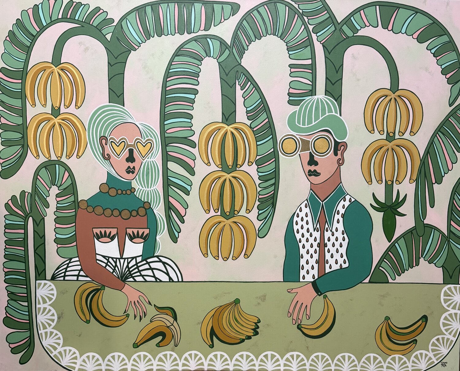 Love at a banana plantation Diana Rosa Originalgemälde zu verkaufen