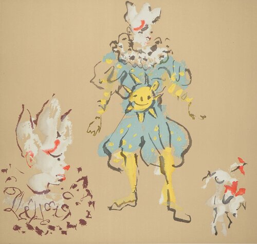 Théâtre : Clown et Arlequin au soleil van Christian Berard, Afdruk te koop op Singulart