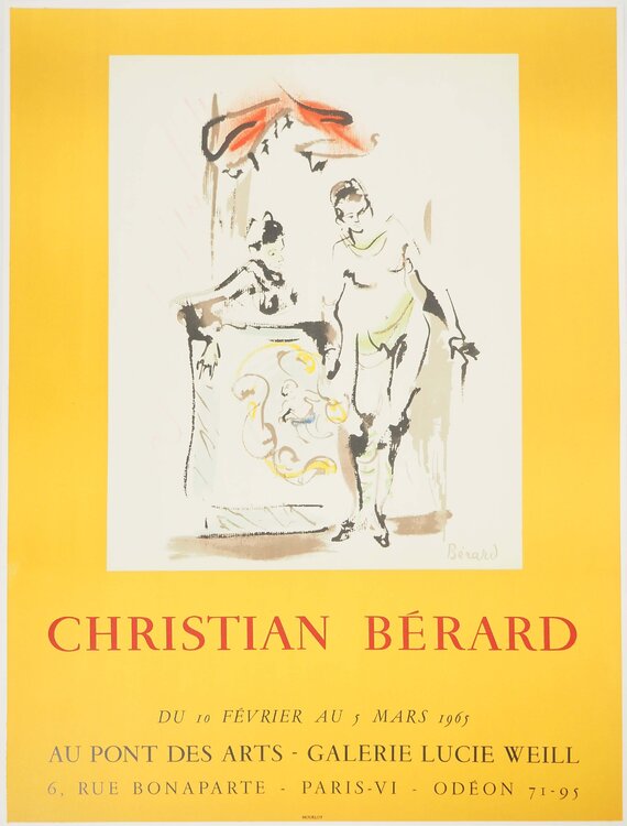 Théâtre, les comédiens, Affiche en lithographie signée Christian Berard