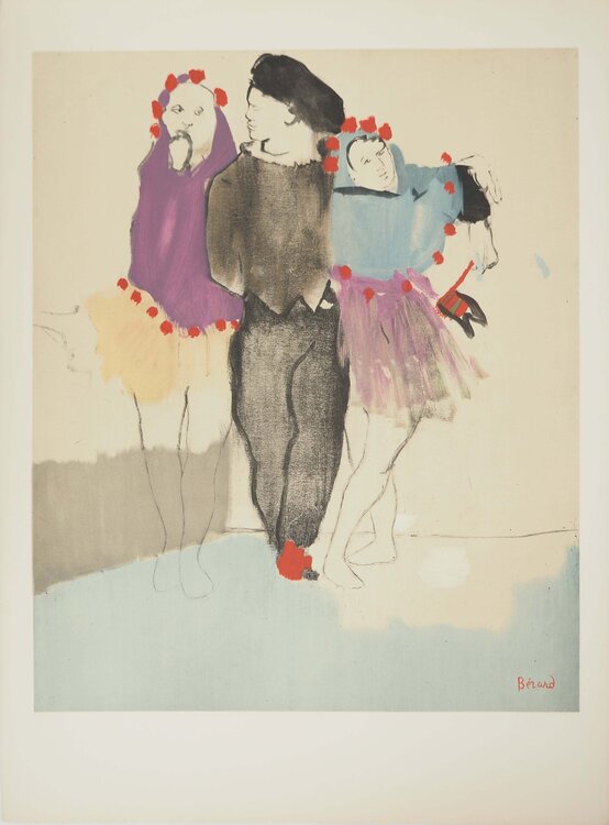 Ballet, les trois amis, Lithographie signée Christian Berard