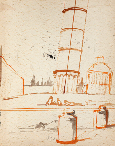 Leaning Tower of Pisa by Eugene Berman, Work on Paper for Sale on Singulart