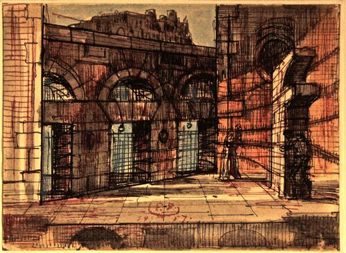 Roman District - Study for a Scenography by Eugene Berman, Work on Paper for Sale on Singulart