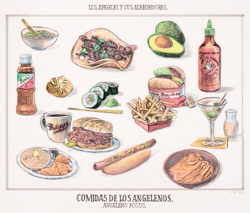Angeleno Foods di Sandow Birk, Opera su carta in vendita su Singulart