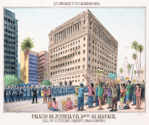 Hall of Justice and Sheriff's Headquarters di Sandow Birk, Opera su carta in vendita su Singulart