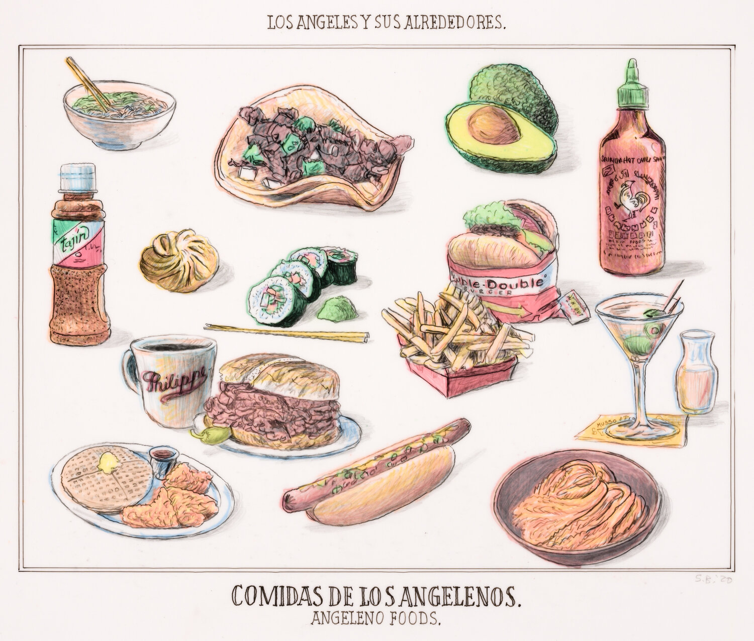 Angeleno Foods Sandow Birk Werk auf Papier zu verkaufen