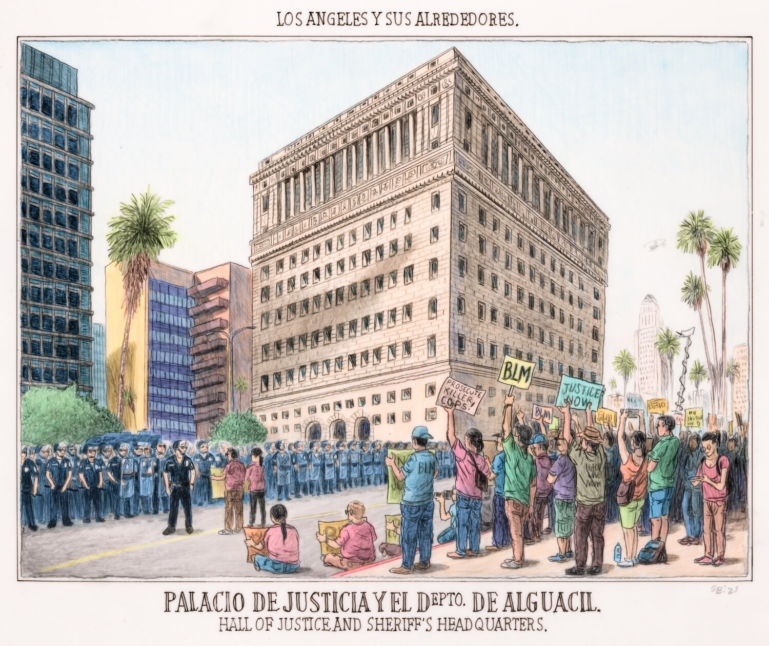 Hall of Justice and Sheriff's Headquarters Sandow Birk Opera su carta in vendita