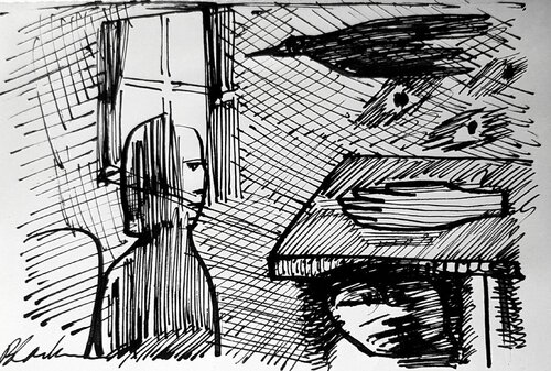 Interior van Charles Blackman, Werk op papier te koop op Singulart