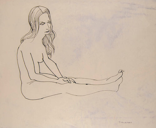 Nude sitting van Charles Blackman, Werk op papier te koop op Singulart