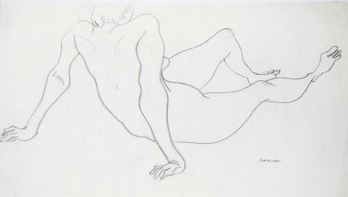 Nude lying down par Charles Blackman, Œuvre sur papier en vente sur Singulart