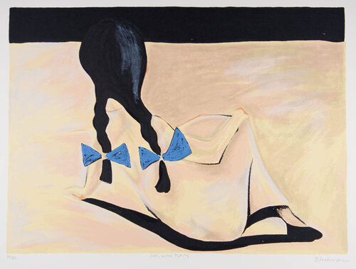 Girl with Plaits von Charles Blackman, Druck kaufen auf Singulart
