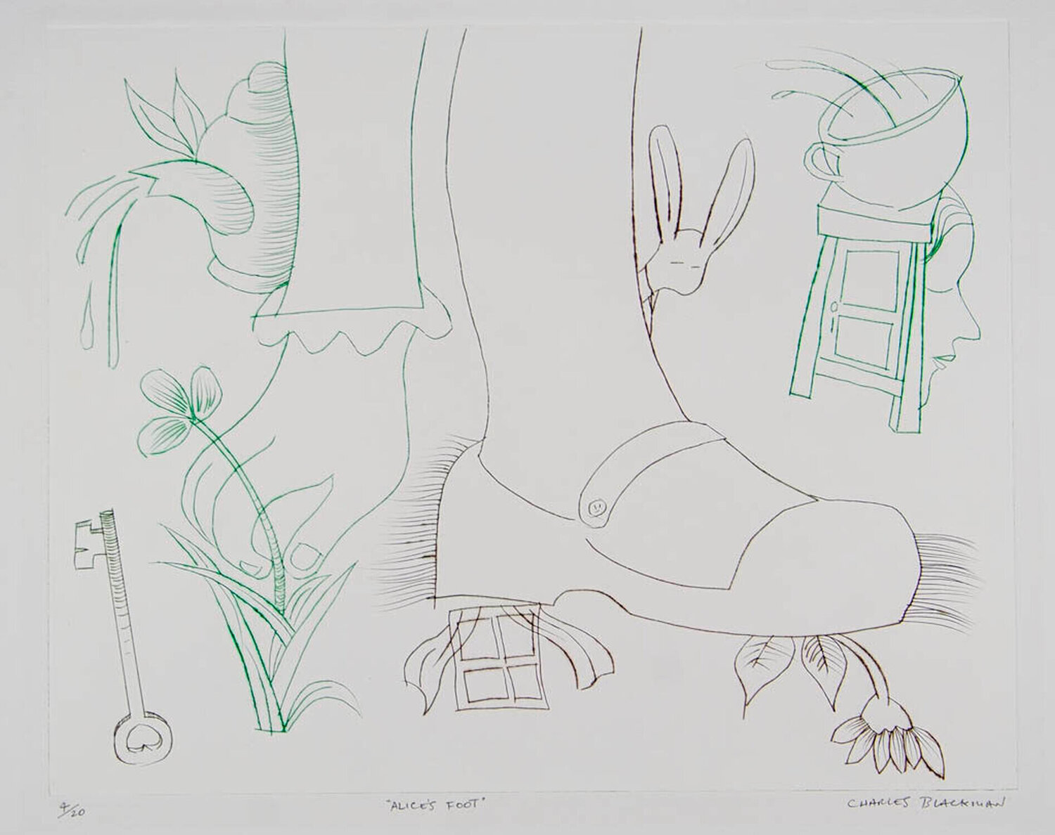 Alice's Foot Charles Blackman Stampa in vendita
