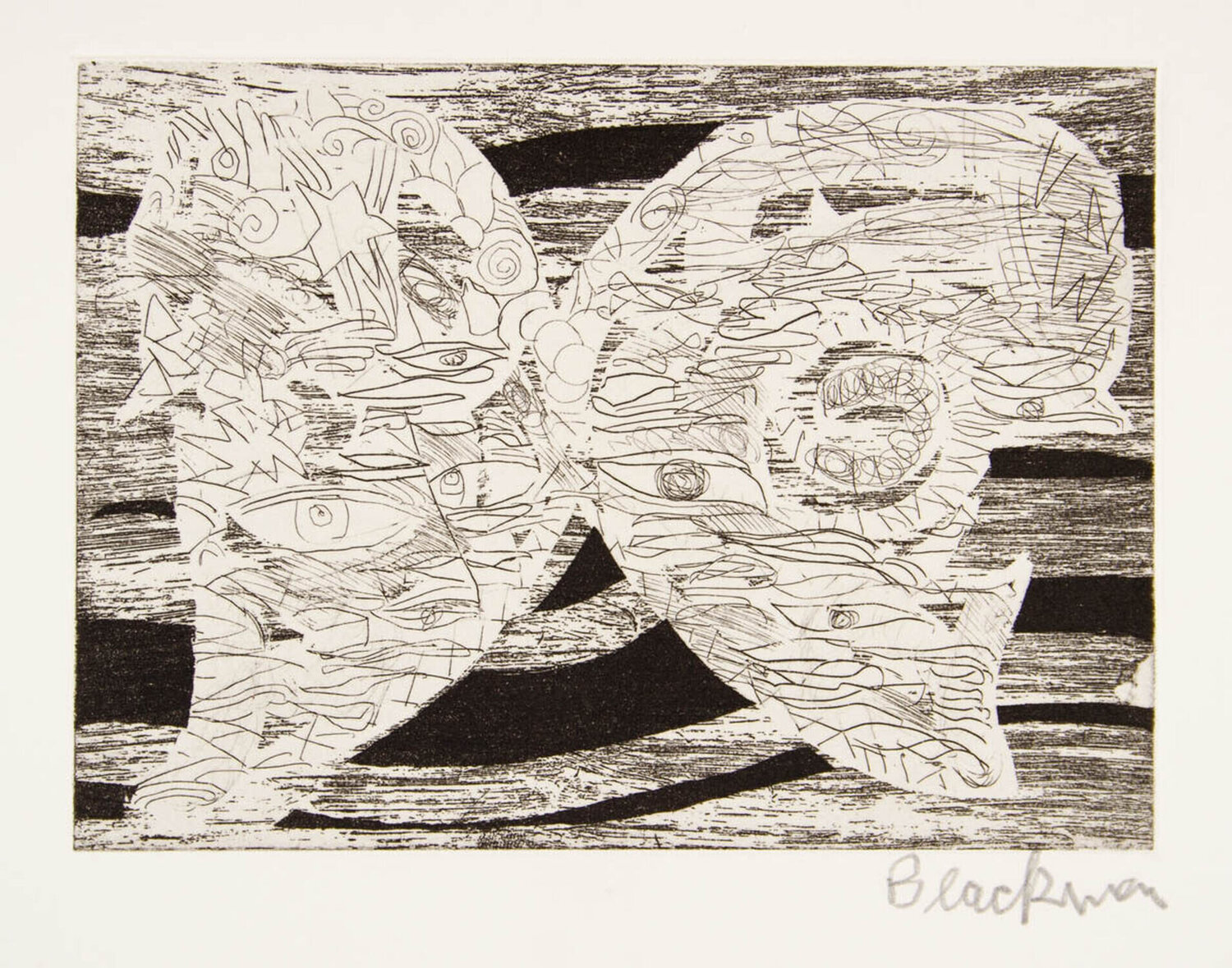 Butterfly Spiral Eyes Charles Blackman Druck zu verkaufen