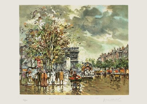 Arc de Triomphe et Champs Elysées by Antoine Blanchard, Print for Sale on Singulart