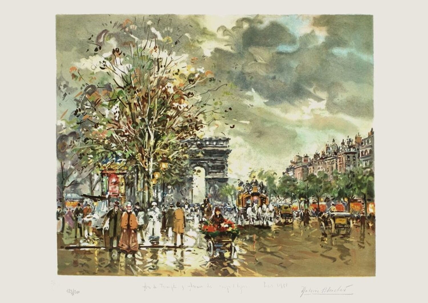 Arc de Triomphe et Champs Elysées Antoine Blanchard Stampa in vendita