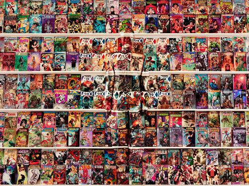 Comic Books, from the Hiding in Venezuela series by Liu Bolin, 사진 for Sale on Singulart