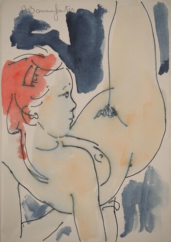Femme nue observant van Alain Bonnefoit, Werk op papier te koop op Singulart