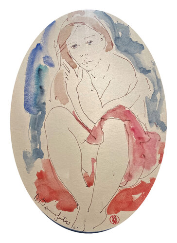 Pensive by Alain Bonnefoit, Work on Paper for Sale on Singulart