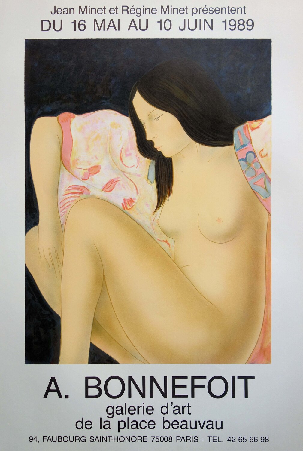 Nu au kimono, Lithographie originale Alain Bonnefoit Print for sale