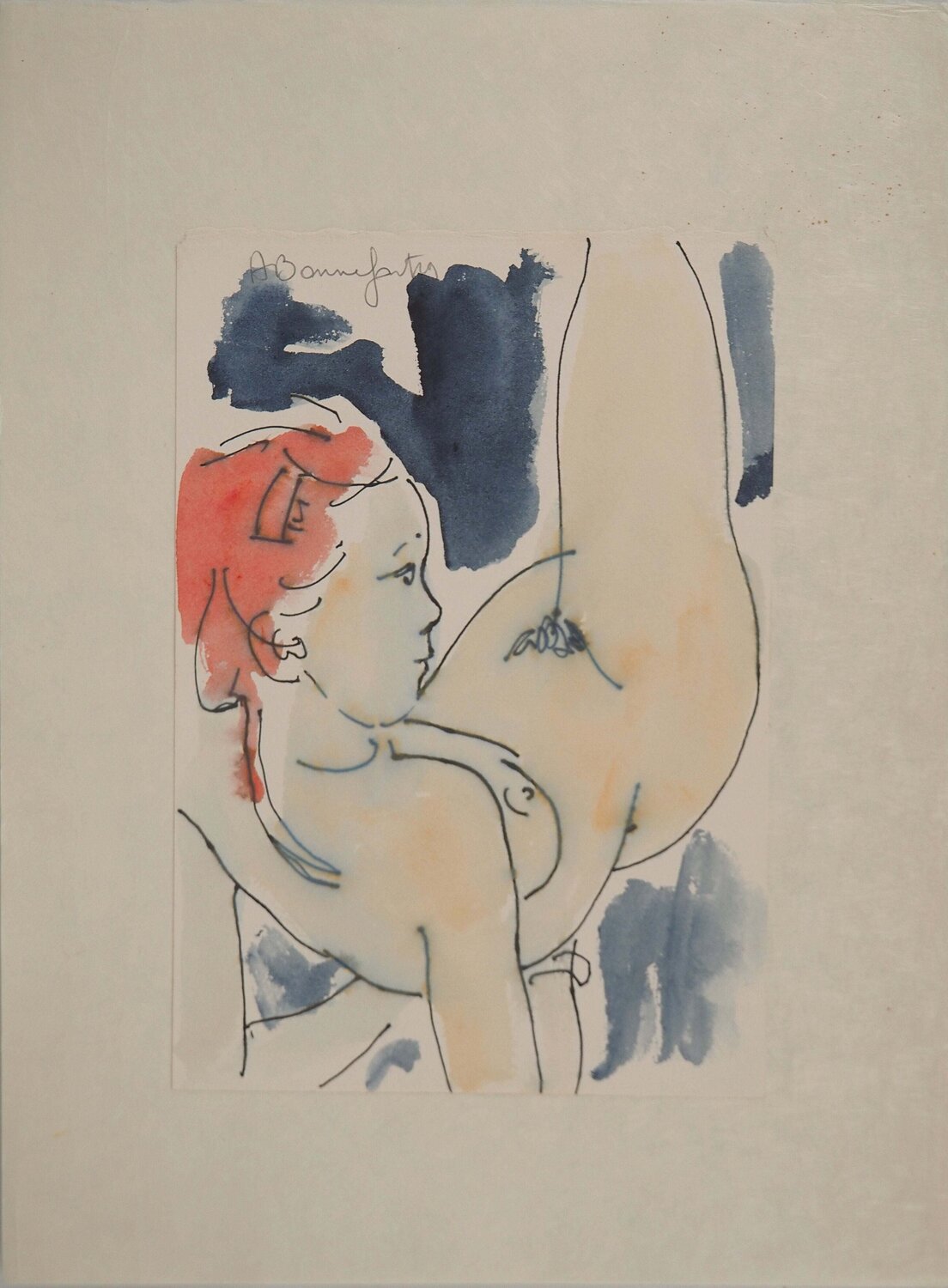 Femme nue observant Alain Bonnefoit Work on Paper for sale