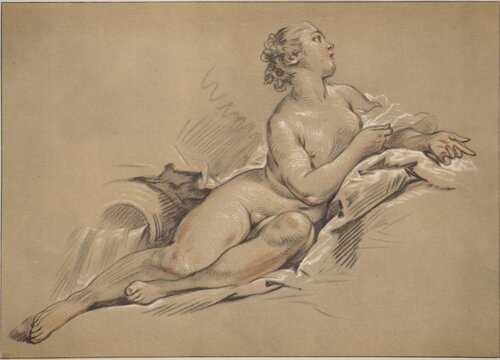 Femme nue sur le divan von François Boucher, Druck kaufen auf Singulart