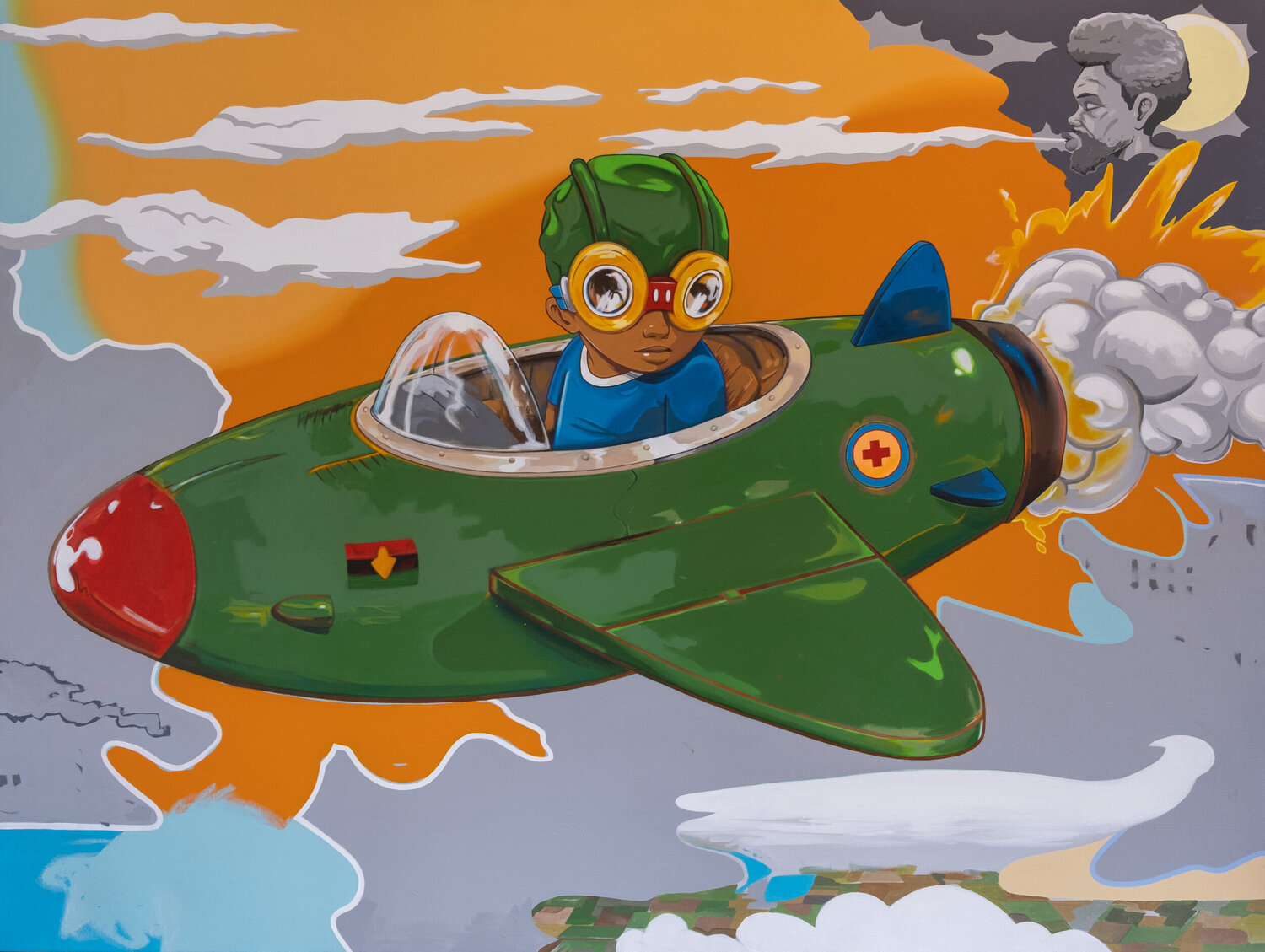When The Wind Is At Your Back Hebru Brantley Stampa in vendita