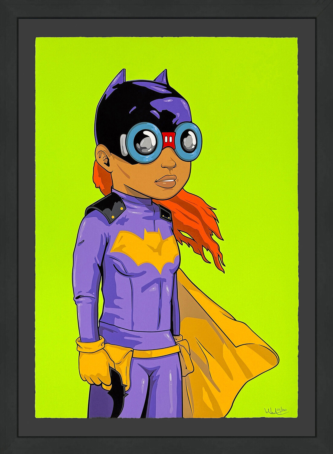 Batgirl (framed, hand signed screen print) Hebru Brantley Druck zu verkaufen